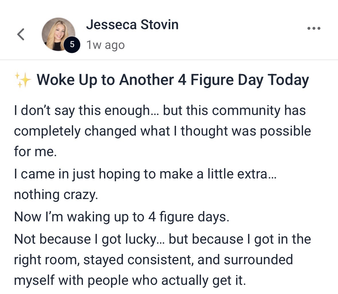 Jesseca Stovin result screenshot